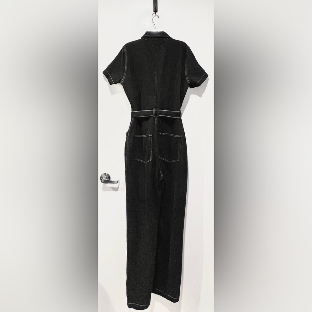 Reformation Cassidy Black Denim Jumpsuit, Size 10 - Picture 8 of 9